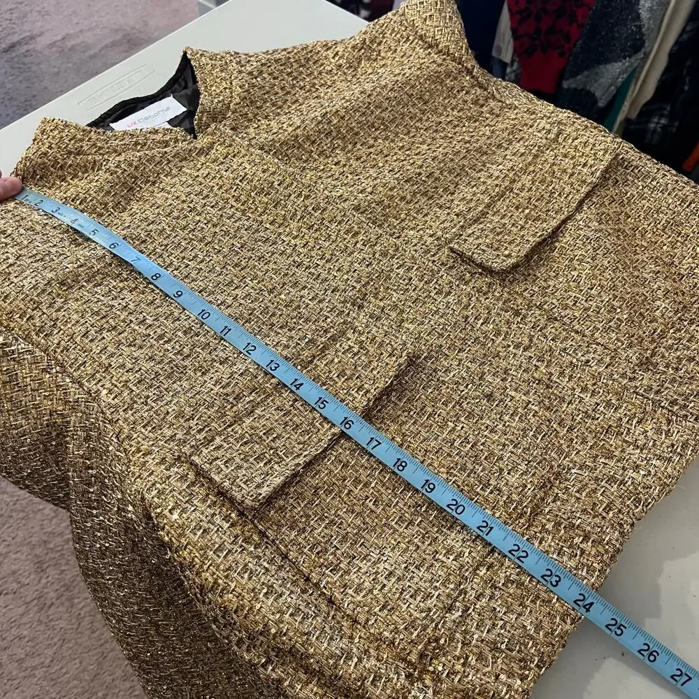 Liz Claiborne Textured Gold Speckled Snap Button Bomber Jacket Size XXL NEW